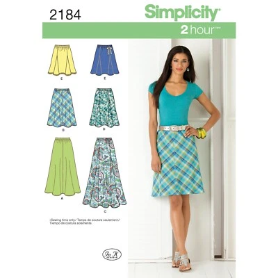 SIMPLICITY 2184 MISSES MINI MIDI & MAXI SKIRT Sewing Pattern 6-14 & 14-22 Easy - Image 1 of 3