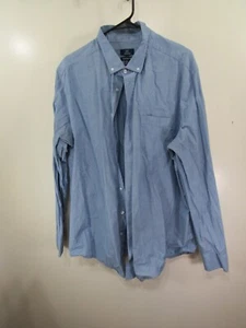 Mens George Dress Shirt Size 2XL Blue Button Front Long Sleeve Pocket - Picture 1 of 3