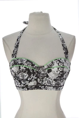 Top de bikini ZINKE para mujer negro/blanco floral Remi con aros $107 NUEVO Foto 1 de 2