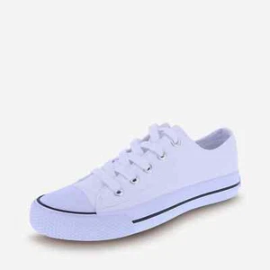 Airwalk Women's Legacee White Off-White Cream Canvas Lace-Up Sneakers Shoes - Picture 1 of 9