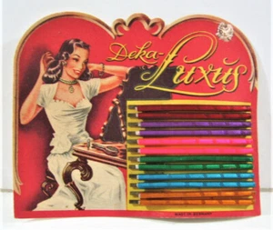 Vintage Ornate Colorful Deka Luxus Bobbie Bob Hair Pin Display Card Old Stock - Picture 1 of 2