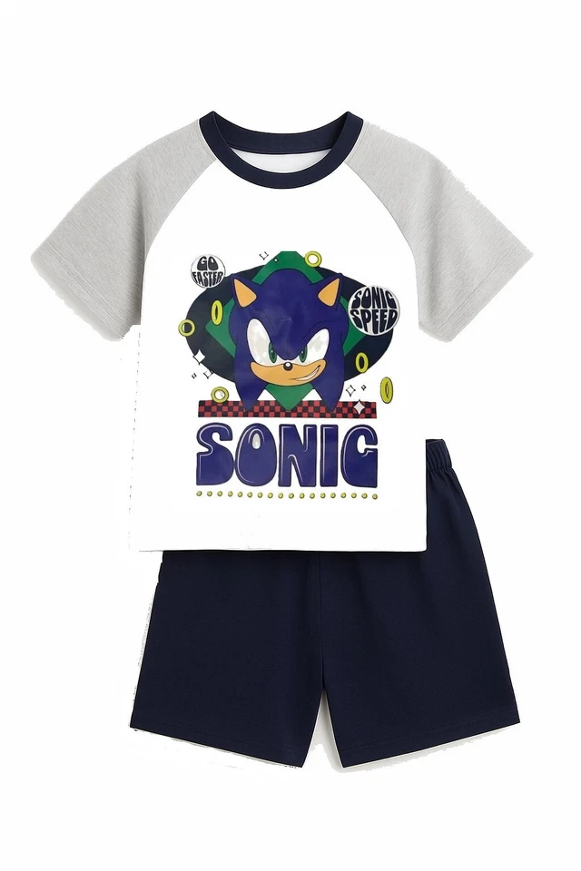 SEGA Boys Kids Sonic the Hedgehog Short Pjs Pyjamas T-Shirt Shorts Set Age 5-12 years