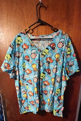 Top exfoliante azul claro Marvel Avengers Kawaii bebés mujeres 3x usado en excelente estado Foto 1 de 2
