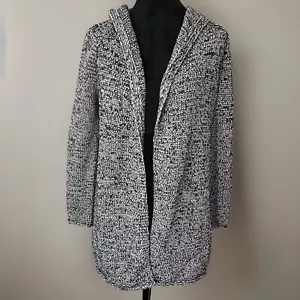 Cárdigan con Capucha Loft Para Mujer Pequeño Negro Blanco Manga Larga Y2K Lagenlook Boho - Imagen 1 de 8