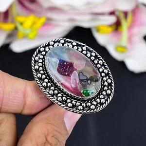 Dichroitischer Glas Edelstein 925 Sterling Silber Ring Handarbeit Schmuckring als Geschenk - Bild 1 von 4