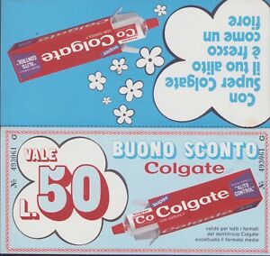 1975 dentifricio SUPER COLGATE buono sconto £. 50 / depliant pubblicità