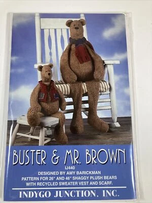 Buster & Mr. Brown Plush Bears 26” And 46” By Indygo Junction Inc Pattern IJ440 - Image 1 of 4