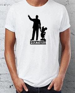 Mens/Unisex "Partners" Walt Disney & Mickey Mouse Tshirt White OR Grey Choice - Picture 1 of 4