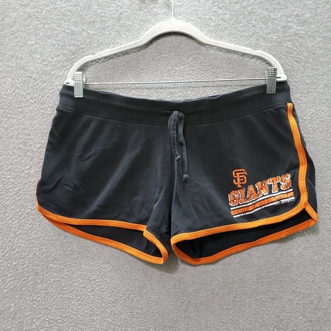 San Francisco Giants Women Activewear Shorts XL Black Sweat Logo Run Drawstring Cover