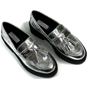Steven By Steve Madden Beryn Silver Loafer Womens 7M Kiltie Tassels Platform New - Picture 1 of 10