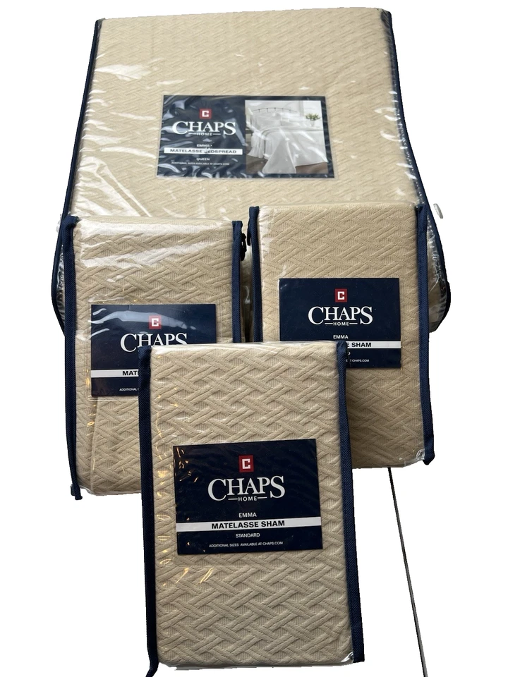 CHAPS 家用 3 件套标准罩尺寸:20 х 26 英寸和大号床罩 — 第 1/4 张图片