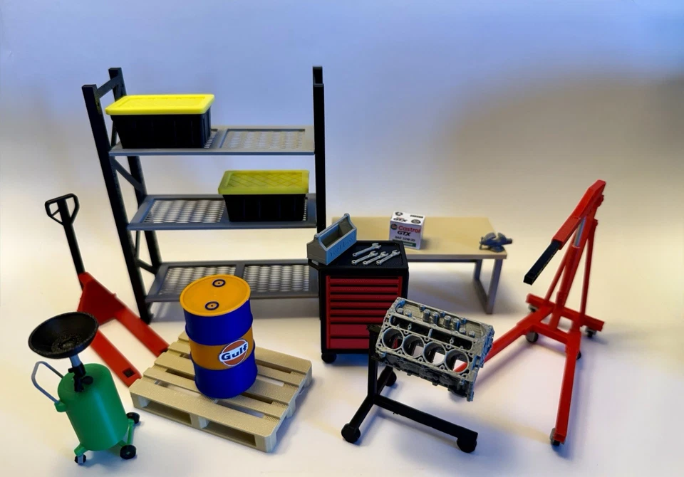 1/18 Scale Garage Diorama Mega Kit – Engine Hoist, Tool Chest, Rack & More - Image 1 of 4