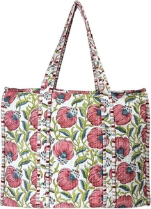 Precioso Bolso de Mano Grande Acolchado Bloqueado a Mano NUEVO Algodón Floral - Imagen 1 de 6