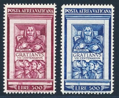 VATICAN 1951 Cpl Superb MNH/** Polymath Gratiani Airmails Set, Sc C20-21, Italy - Image 1 of 2