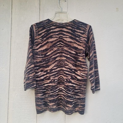 Talbots Pure Cashmere Audrey Tiger Stripe Sweater womens Sz Med Cozy Comfort  - Image 1 of 4