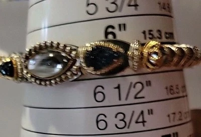 Pulsera firmada LIZ TECH con estrás de cristal azul y transparente de 6 pulgadas Foto 1 de 4