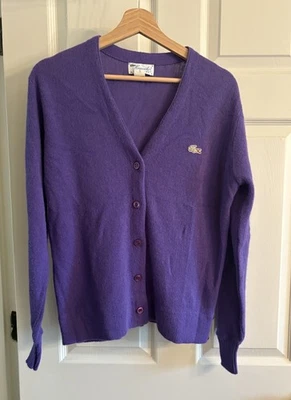 Vintage 70s Lacoste Haymaker Cardigan Sweater Blue Crocodile Croc 38 M New! - Image 1 of 4