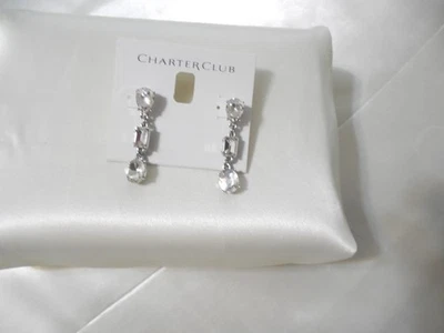 Brincos de gota linear Charter Club 1-1/2" tom prata joias B2003 - Imagem 1 de 4