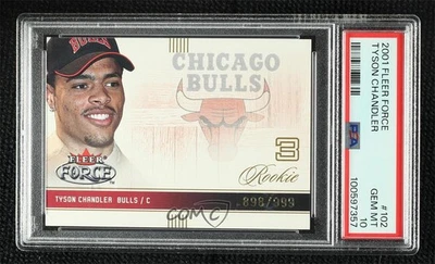 2001-02 Fleer Force дебютант 898/999 Тайсон Чендлер #102 PSA 10 GEM MT дебютант RC - Изображение 1 из 3
