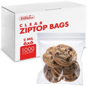 6" x 6" Clear Reclosable Poly Bags – Pack of 1000, 2 Mil Thickness – Resealab... - Picture 1 of 8