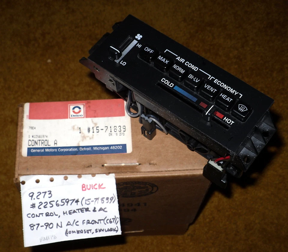 1987-90 Buick Skylark/Somerset AC/Heater Control Panel NOS 22565974 - Image 1 of 1