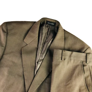 George Men's 2-Button Flat Front 2 Piece Blazer Suit Tan Brown | 42R  38x29 - Picture 1 of 13