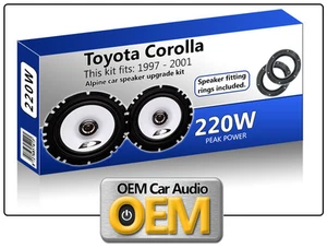 Altavoces de coche alpino con anillos adaptadores compatibles con puerta delantera Toyota Corolla - Imagen 1 de 2