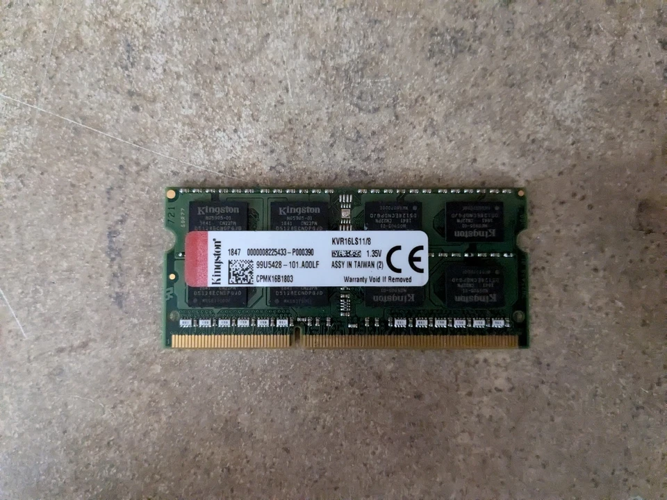 KINGSTON 8GB 2RX8 1G X 64 BIT PC3L-12800 CL11 204 PIN 99U5428-101.A00LF C3-1(2) - Image 1 of 4