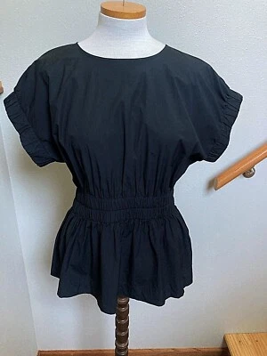 MARC BY MARC JACOBS-NEGRO-S/S PEPLUM TOP-PUÑOS ELÁSTICOS GRUESOS/CINTURA-ELÁSTICOS-S-EUC Foto 1 de 4