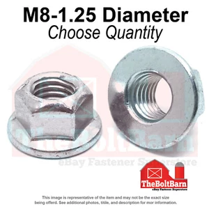 M8-1.25 Class 10 Hex Flange Top Lock Nuts Zinc Clear Coarse Thread (Pick Qty) - Picture 1 of 7