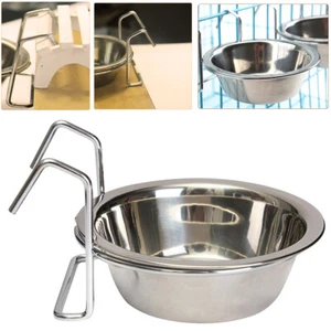 Hang-on Bowl Metal For Dog Cat Pet Crate Cage Food Water Stainless Steel Bowls - Picture 1 of 10
