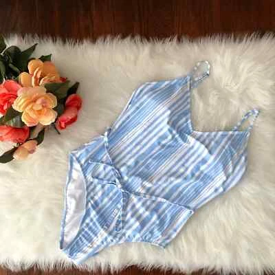 Купальник цельный в синюю полоску от Malibu новый с Ярлыками, женский размер большой - Изображение 1 из 4