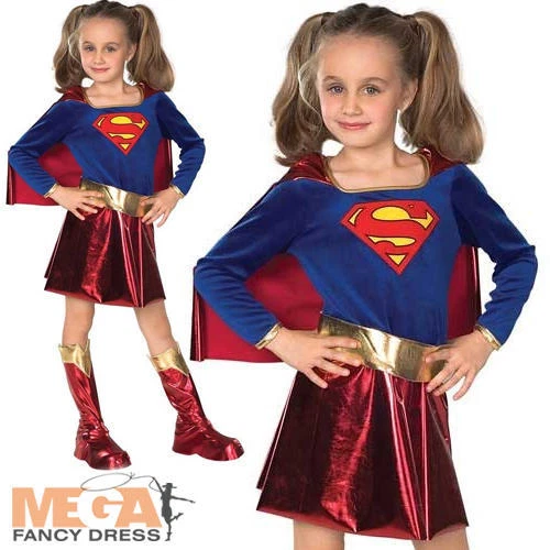 Supergirl Kids Fancy Dress Girl's Superhero Childrens Costume Outfit Ages 3-10 Y - Image 1 of 1