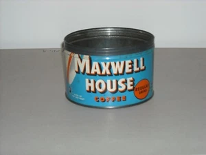 Vintage Maxwell House 1 Lb. Coffee Can Tin NO LID HOBOKEN N.J Advertising - Picture 1 of 9