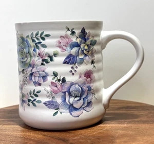 Clementine Floral Ridged Ceramic Coffee Tea Mug Spring Summer Gift - Picture 1 of 8