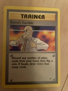 Pokemon Card - Gym Heroes 121/132 - BLAINE'S GAMBLE common 1st Edition Near Mint - Picture 1 of 2
