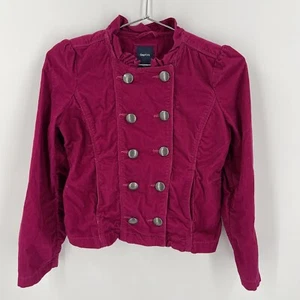 Gap Kids Girls Raspberry Pink Corduroy Jacket Ruffles Double Buttons Size XL 12 - Picture 1 of 5