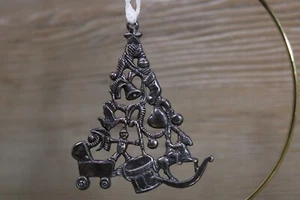 Vntg 1986 Gorham Silverplated Pierced Christmas Tree Ornament - Picture 1 of 6