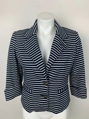 Cartonnier Anthropologie темно-синий белый в полоску опрятный вязаный блейзер куртка маленький - Изображение 1 из 4