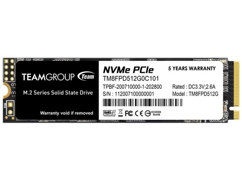 Team Group 512GB,Internal,M.2 2280 (TM8FPD512G0C101) Solid State  