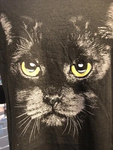 BLACK CAT Ladies Black LG 12-14 T Shirt Halloween Celebrate - Picture 1 of 7