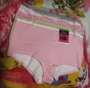 5 NEW MAIDENFORM P40005 A5VU PICOT TRIMMED WAIST COTTON BOYSHORT PANTIES L/7 - Picture 1 of 2