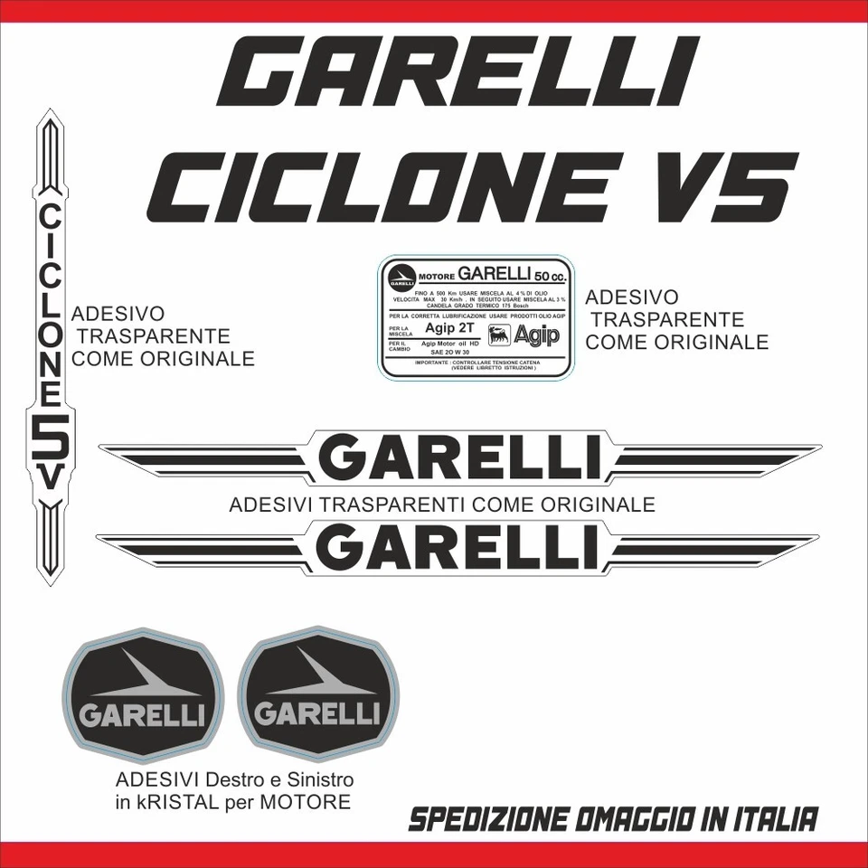 Garelli CICLONE V5 kit adesivi