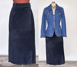 Anne Klein Womens Suede Skirt Size 8 Vintage Long Maxi Suede Wrap Skirt - Picture 1 of 10