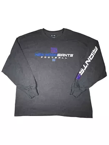 New York Giants Shirt Long Sleeve Gray NFL Team Apparel Spell Out Logo Sz Large - Picture 1 of 8