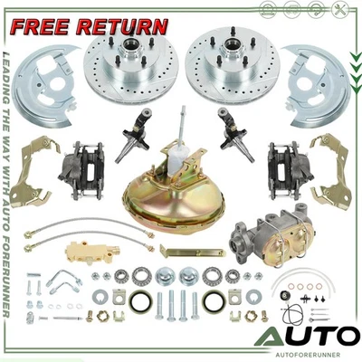 Front Disc Brake Conversion Kit 11" Cross Drilled Rotors for Chevy Nova GTO New  - Image 1 of 4