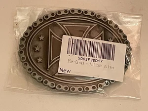 Grey Miltary Insignia Replica Iron Cross BELT BUCKLE PEWTER & ENAMEL NEW - Picture 1 of 3