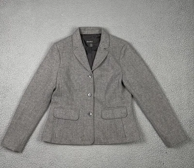 Blazer Eddie Bauer Mujer 14 Gris Lana Espiga Traje A Medida Chaqueta Foto 1 de 4