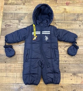 U.S POLO ASSN. TODDLER 18 MONTHS SNOW SUIT NAVY BLUE WITH MITTENS - Picture 1 of 8
