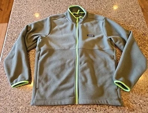 Lands End Fleece jacket Green Grid Full Zip Sweatshirt Mens Large - Picture 1 of 14